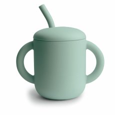 Mushie silikonovy poharik so slamkou CambridgeBlue STC102 810052464473
