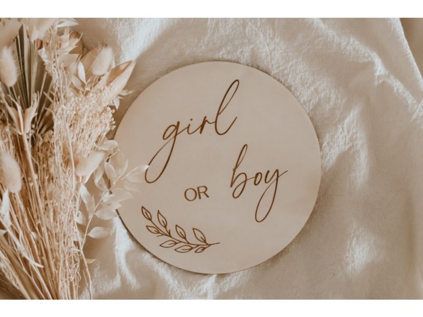 Dřevěný milník - girl or boy - Velikost: 15 cm