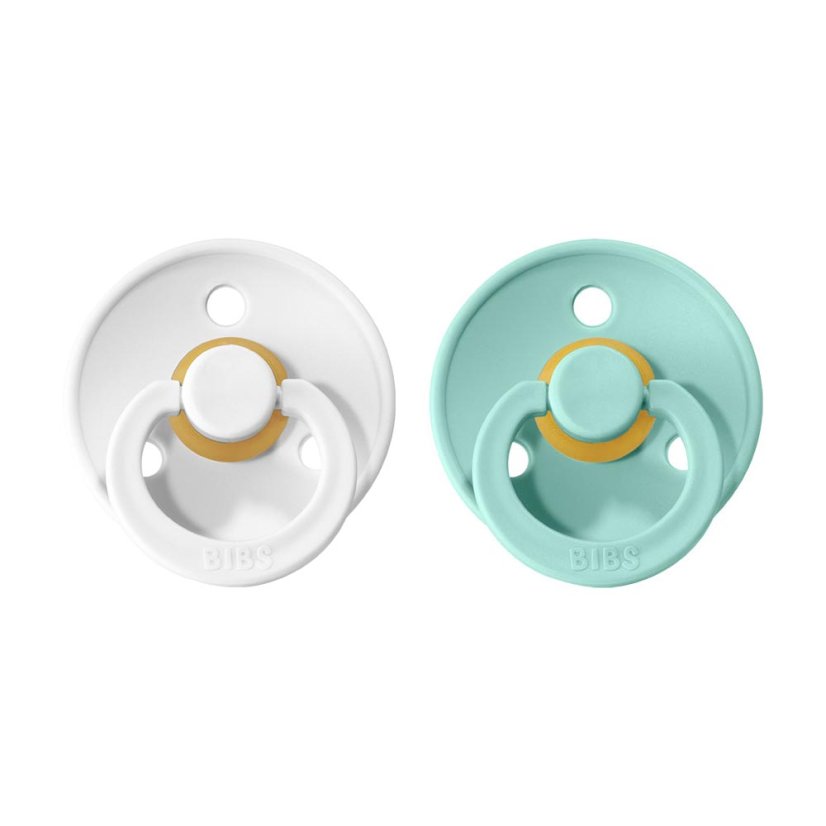 BIBS Colour dudlíky z přírodního kaučuku 2ks - White / Mint