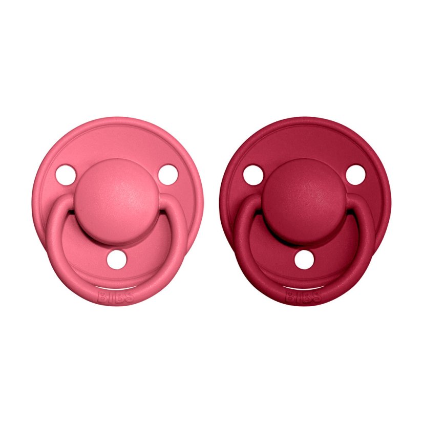 BIBS De Lux cumlíky z prírodného kaučuku 2ks - Coral / Ruby - Velikost: 0-6 měsíců /  Vel.1