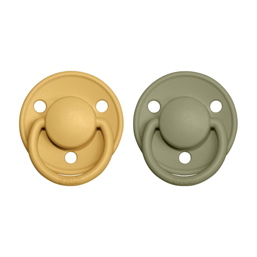 BIBS De Lux cumlíky z prírodného kaučuku 2ks - Honey Bee / Olive